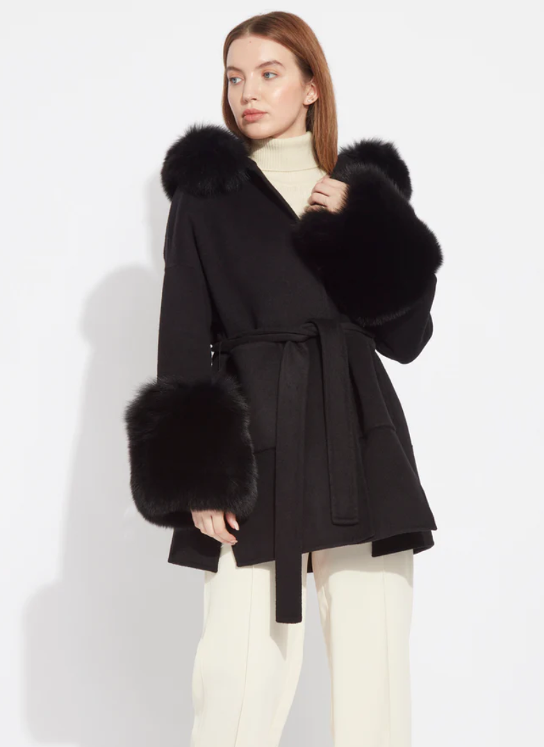 Zara fur top cuff coat