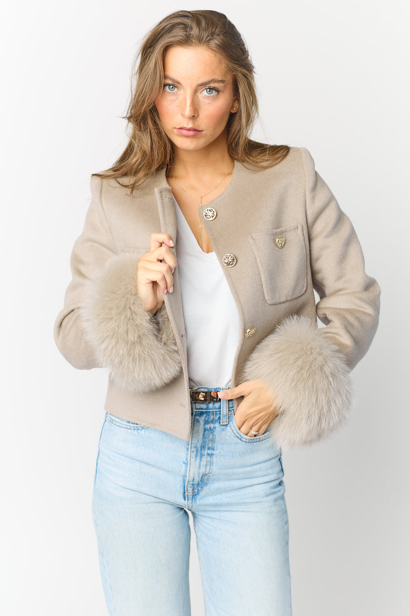 Mathilda Cashmere Jacket - Greige