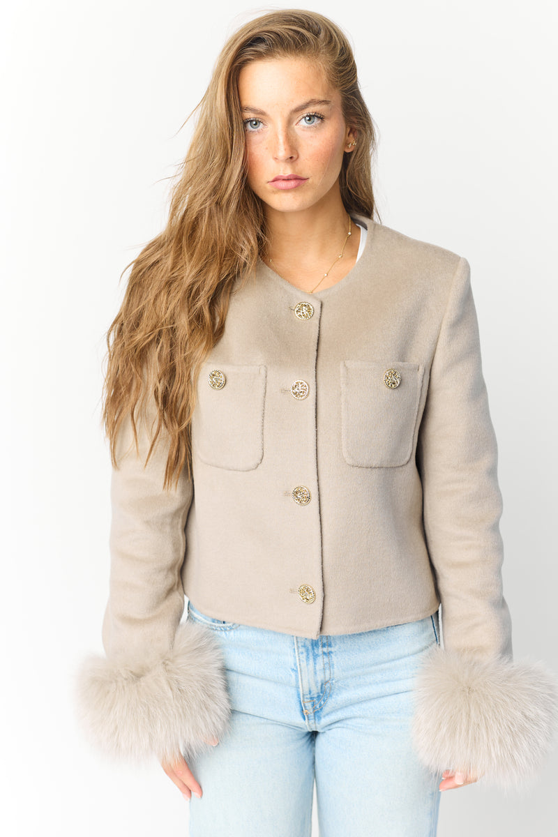 Mathilda Cashmere Jacket - Greige