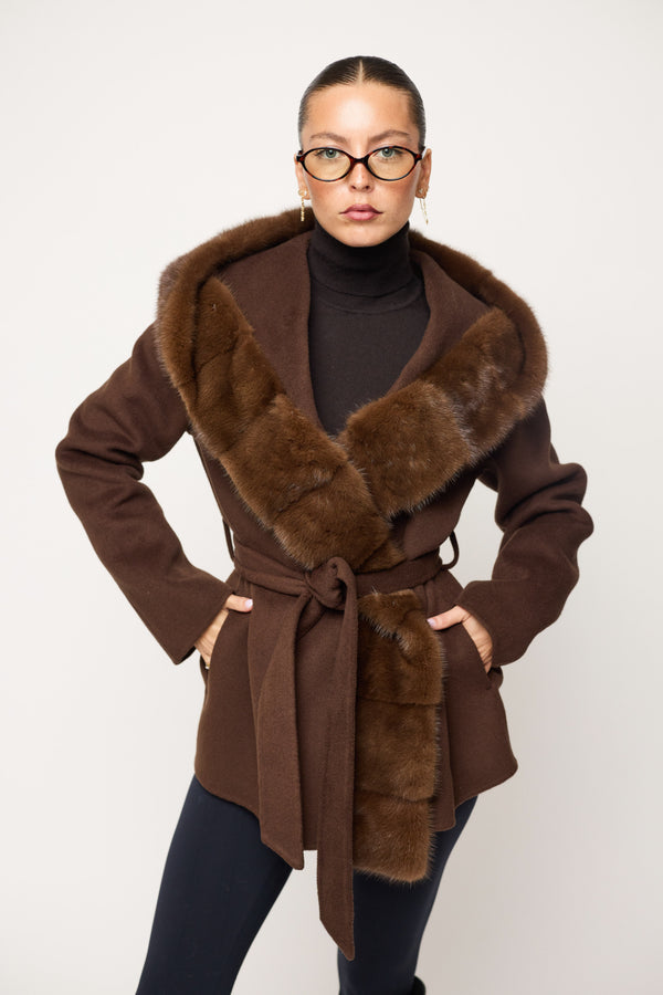 The Gstaad Coat — Cashmere Wool & Genuine Mink Fur | Constance The