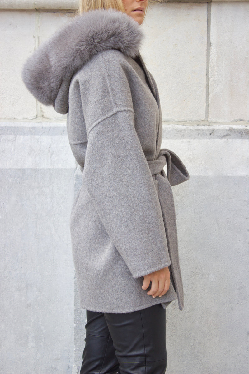 Constance Cashmere Coat - Grey