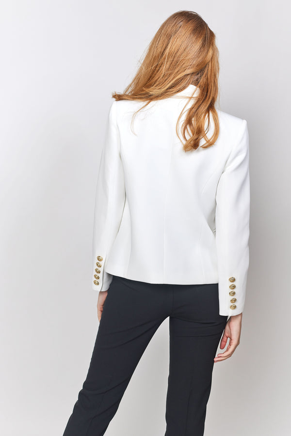 White luxurious blazer with gold buttons balmain style blazer. Blazer blanc style balmain avec boutons dorés