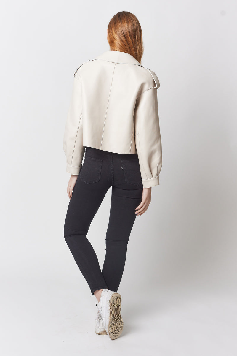 Soho Leather Jacket - Cream – Constance The Label