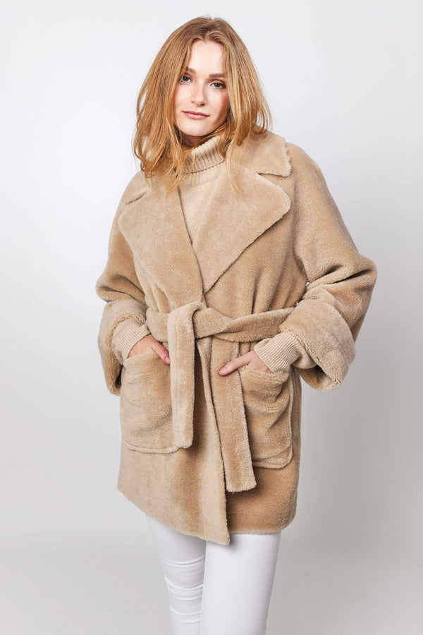 Constance The Label 100% real wool teddy coat, wrap coat