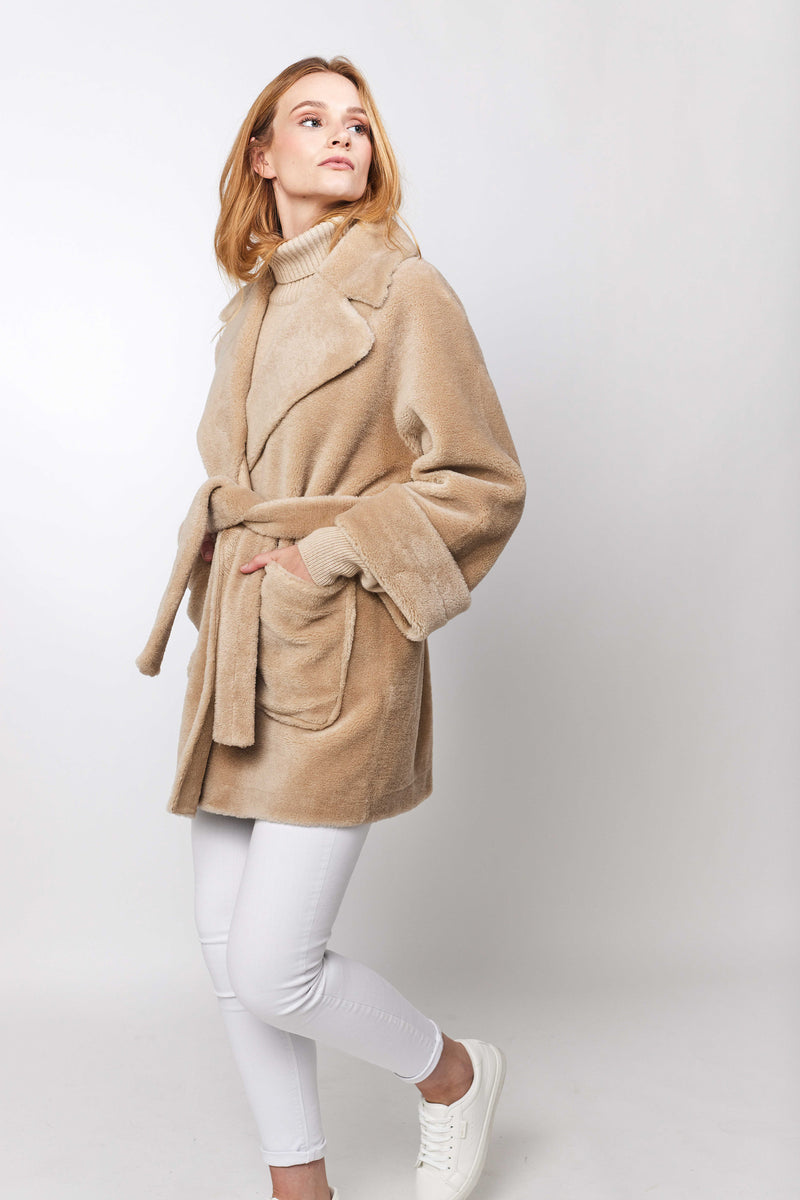 Constance The Label 100% real wool teddy coat, wrap coat