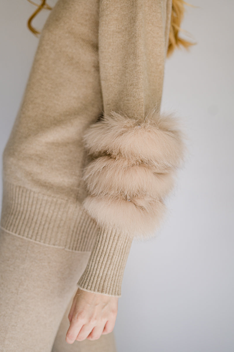 cashmere sweater with fur details