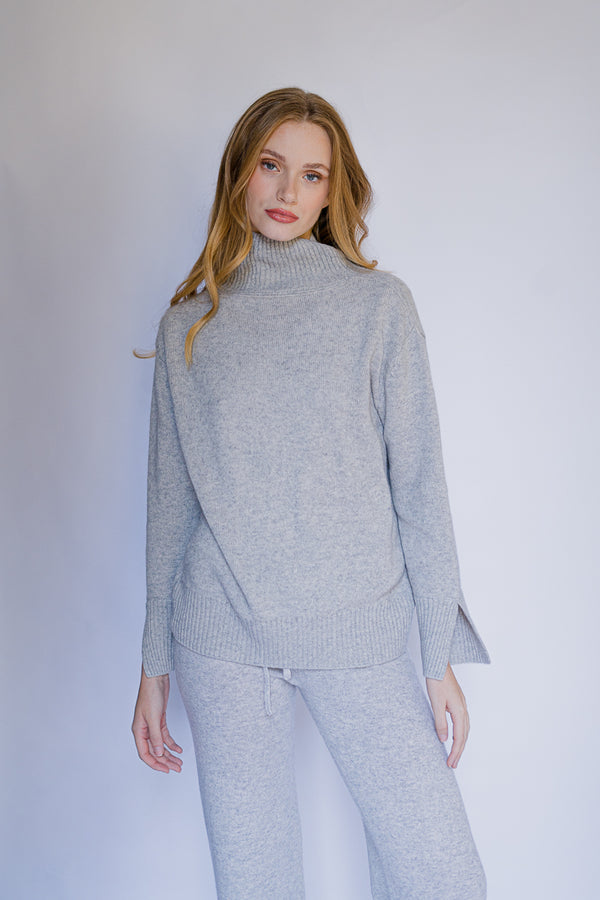 pure cashmere turtle neck in grey color with matching pants from the highest grade cashmere form best quality cashmere from inner mongolia
