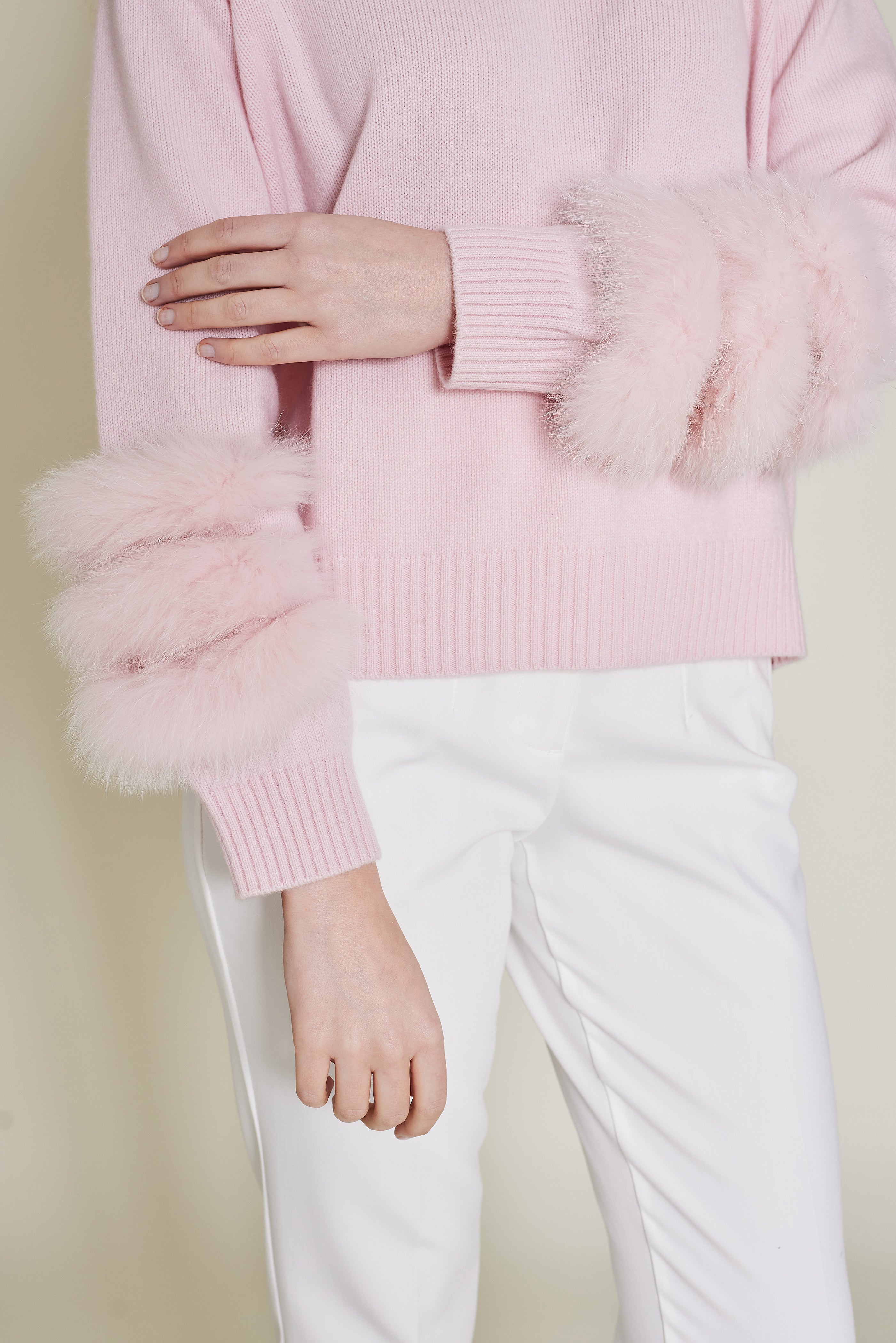 pink fox fur and baby cashmere from loro piana