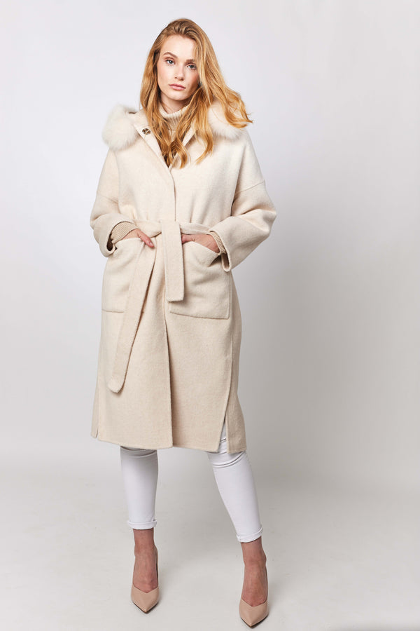 Long Constance Cashmere coat - Cream